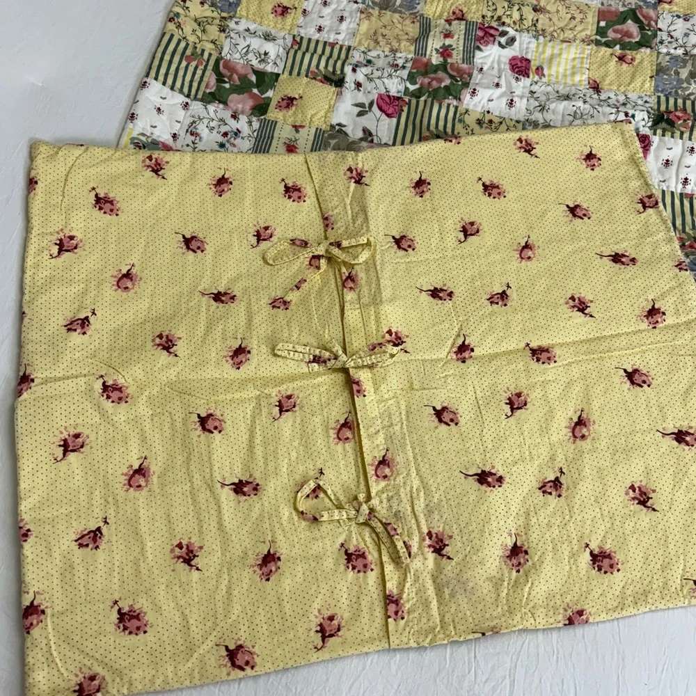 Set Of 2 Vintage French Quilted Cotton Shabby Chic Standard Pillow Sham Lovely